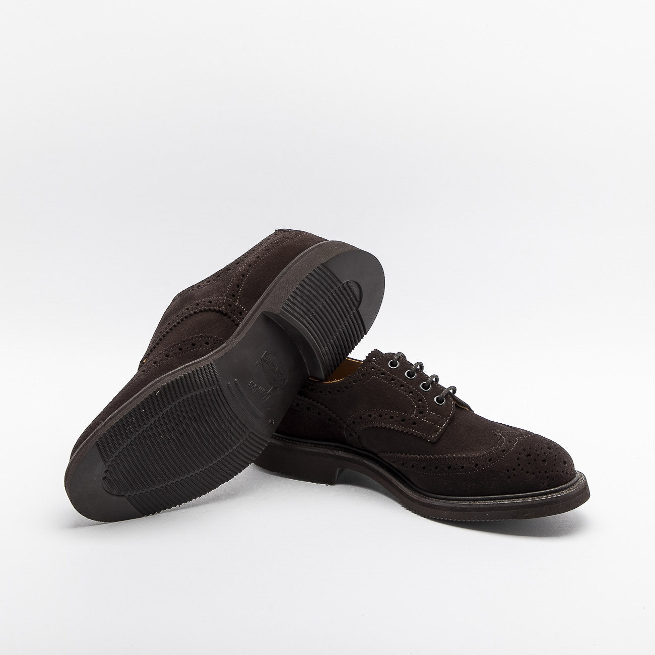 Scarpa stringata Tricker's Bourton in camoscio rovesciato caffè