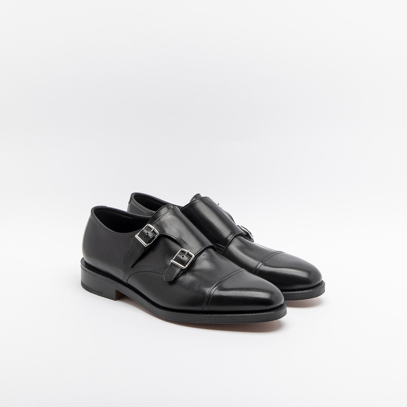 Scarpa John Lobb William fit F/EE in pelle nera con doppia fibbia