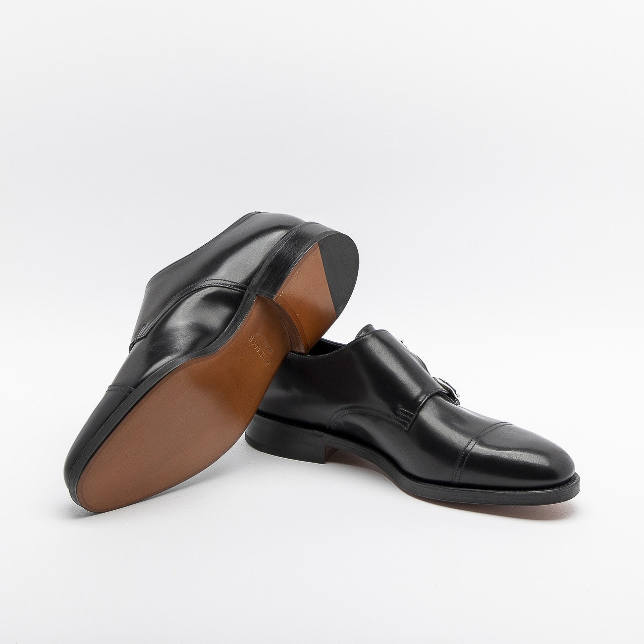 Scarpa John Lobb William fit F/EE in pelle nera con doppia fibbia