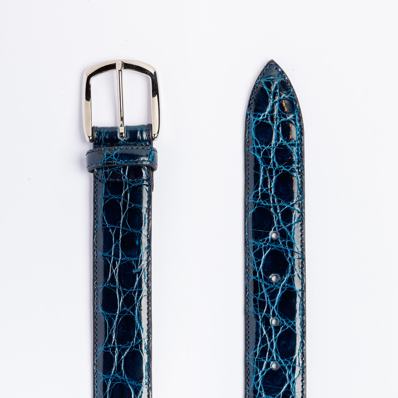 Cintura Andrea D'Amico ACU2777 in pelle di coccodrillo blu