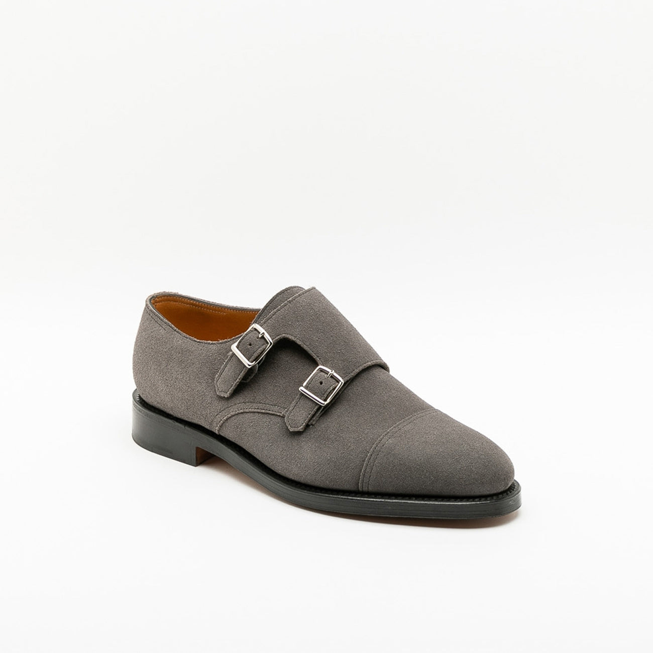 Scarpa con fibbie John Lobb William in camoscio grigio