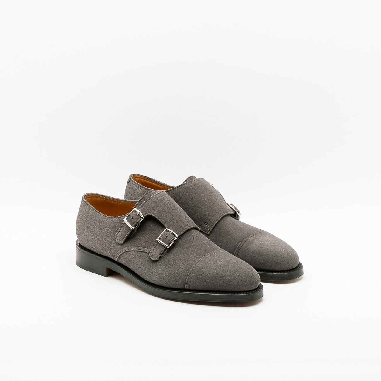 Scarpa con fibbie John Lobb William in camoscio grigio