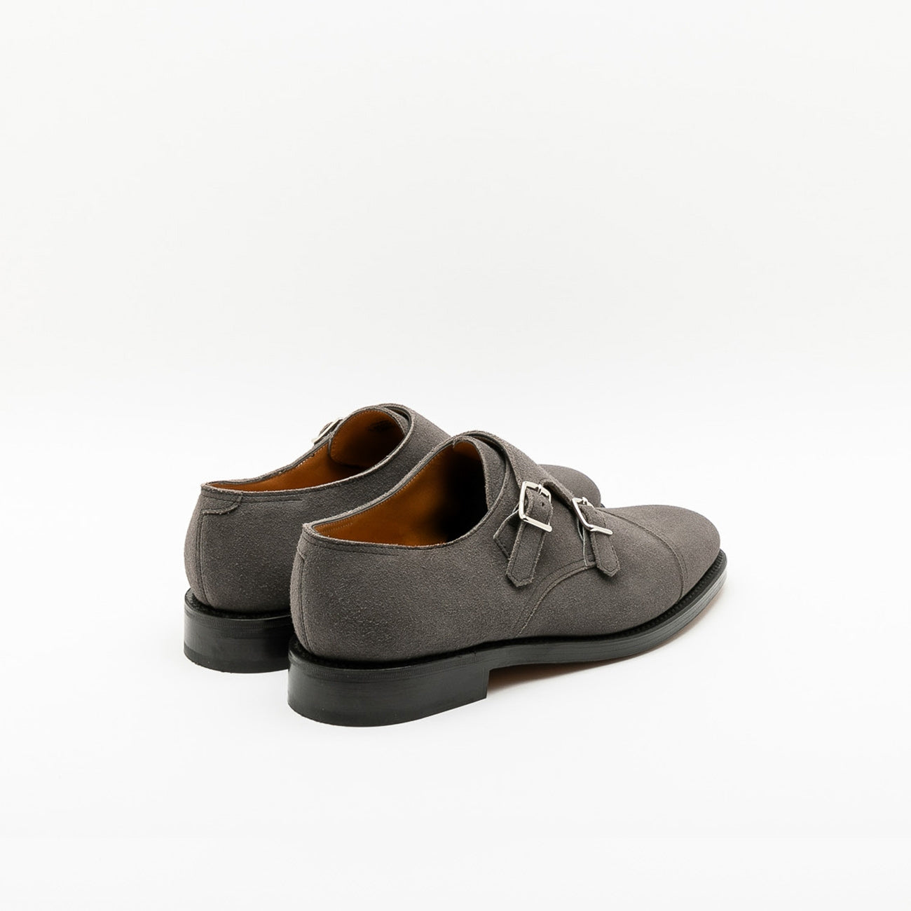 Scarpa con fibbie John Lobb William in camoscio grigio