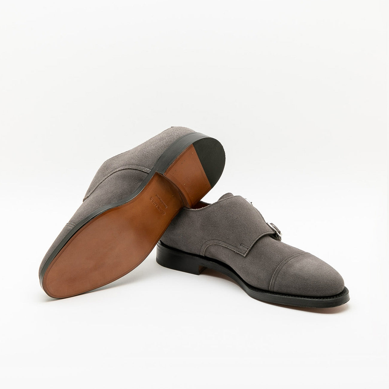 Scarpa con fibbie John Lobb William in camoscio grigio