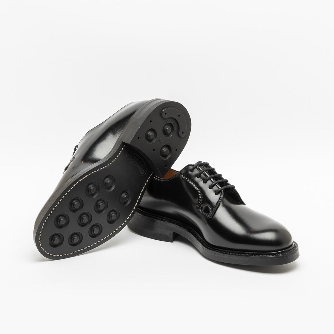 Stringata Church's Shannon LW in pelle spazzolata nera