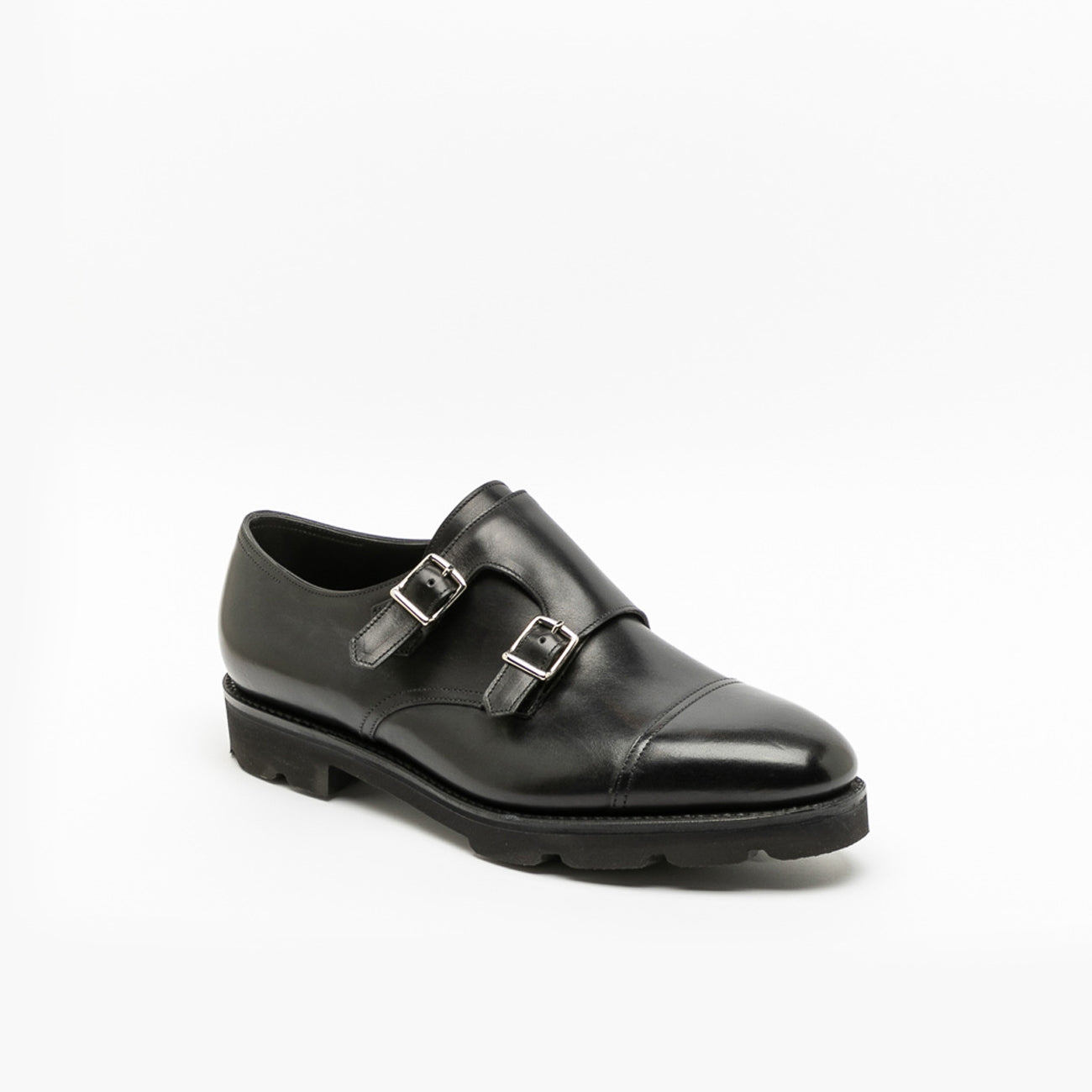 Scarpa con fibbia John Lobb William in pelle nera con walking sole