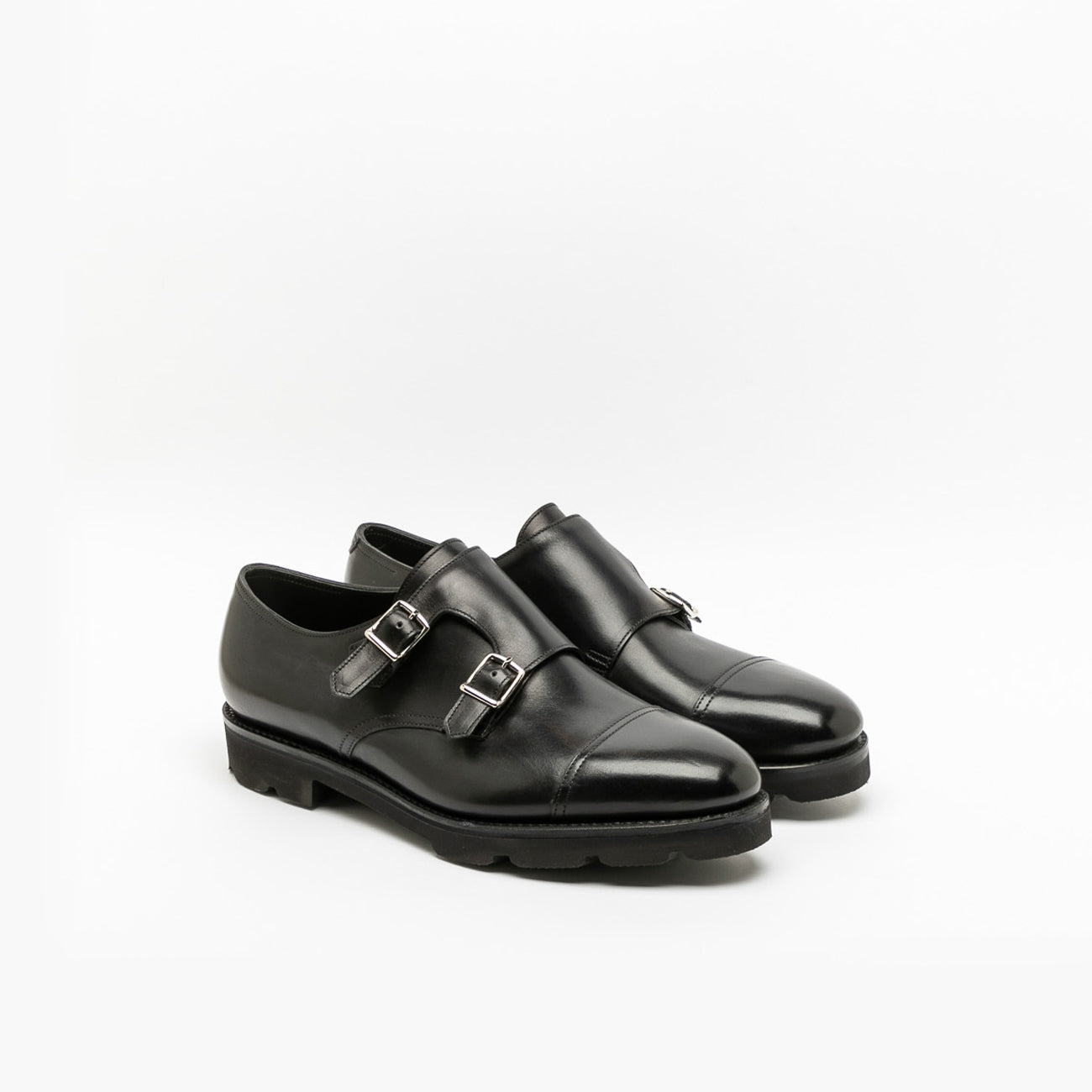 Scarpa con fibbia John Lobb William in pelle nera con walking sole