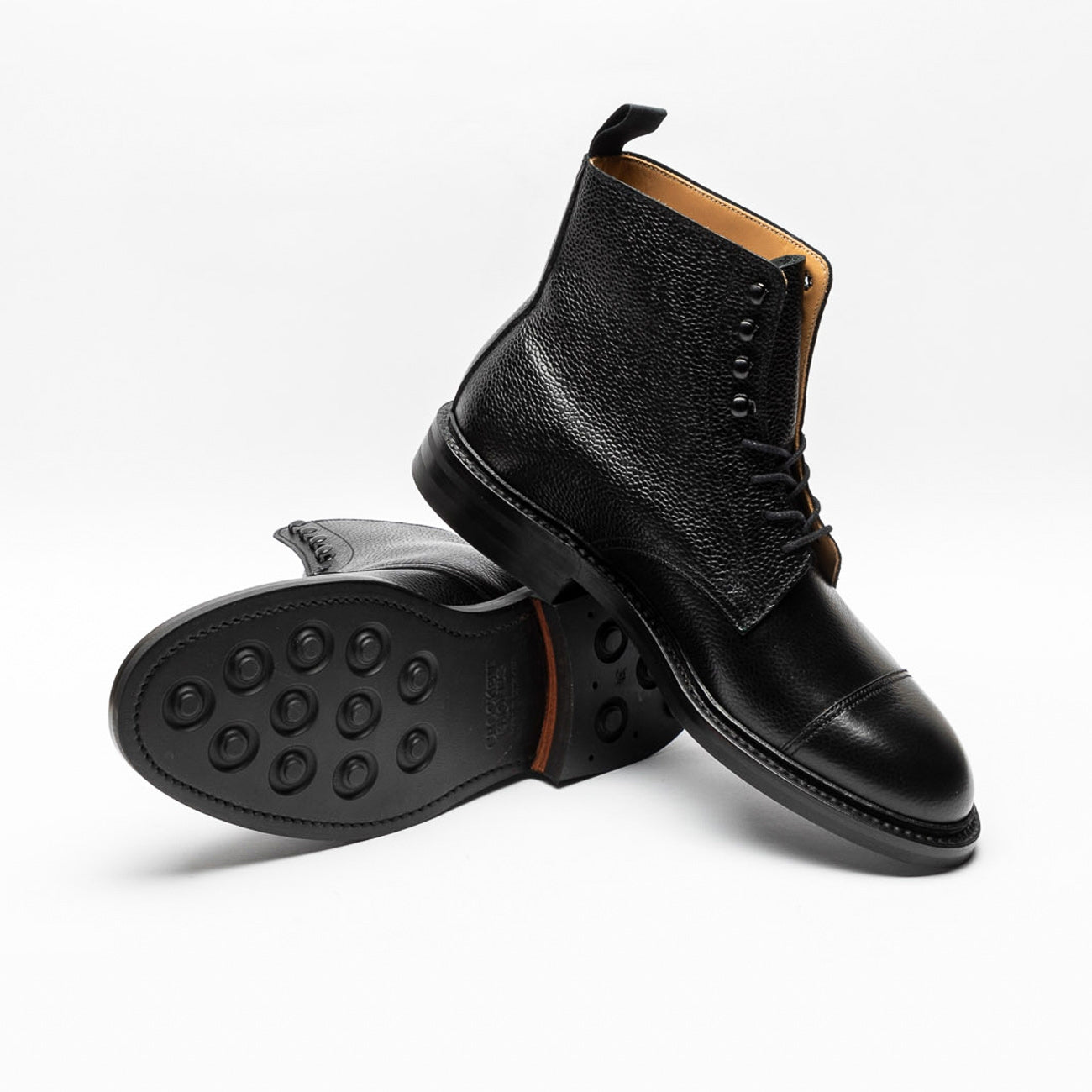 Polacco derby Crockett & Jones Coniston 3 in pelle martellata nera