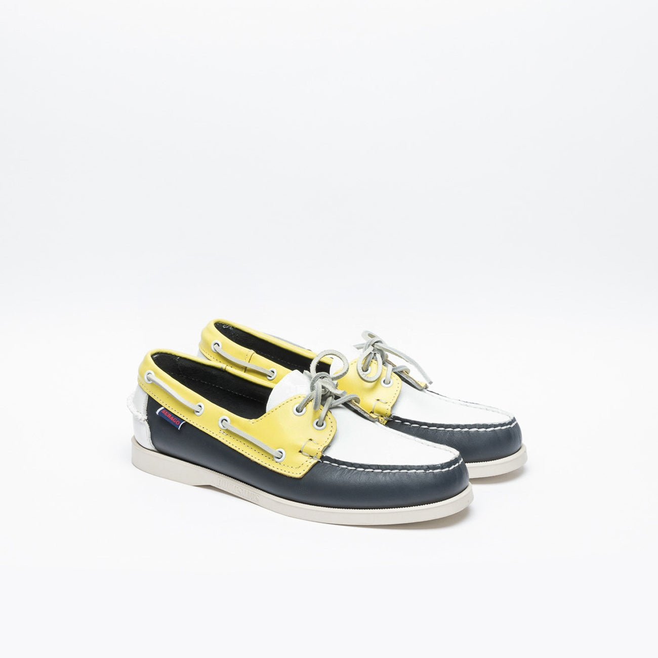 Mocassino Sebago Portland in pelle blu, giallo, bianco
