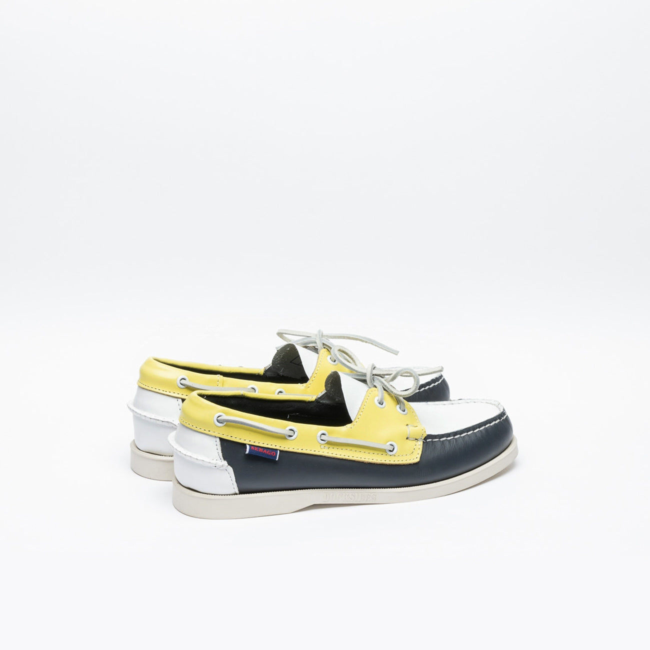 Mocassino Sebago Portland in pelle blu, giallo, bianco