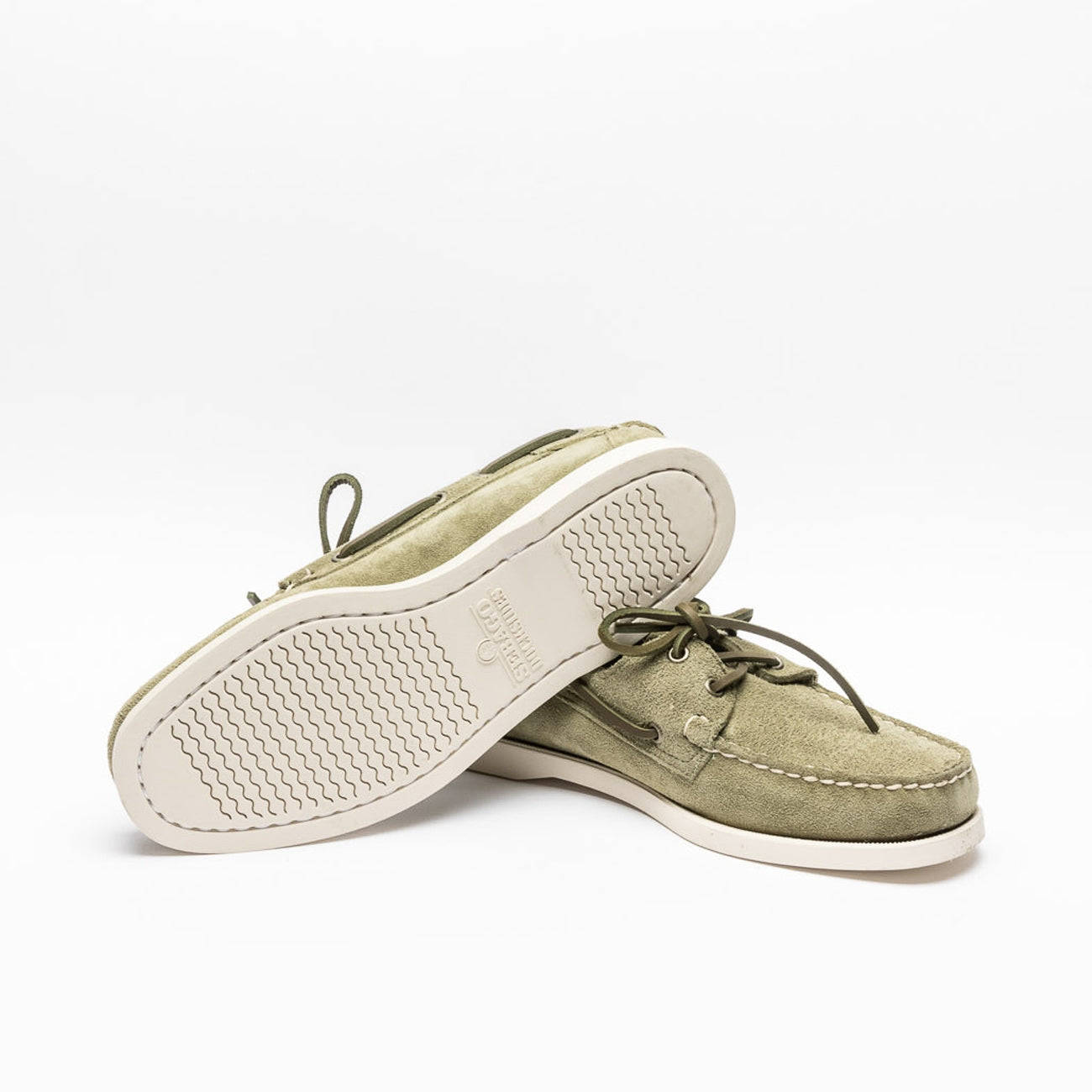 Mocassino Sebago Docksides Portland Flesh Out in camoscio verde