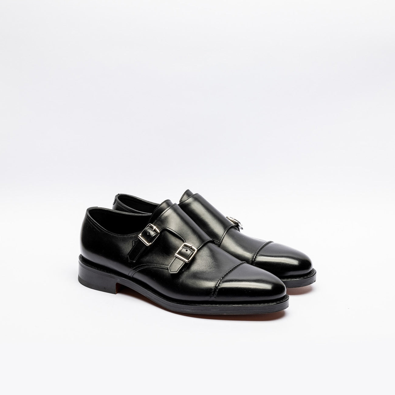 Doppia fibbia John Lobb William II in pelle nera