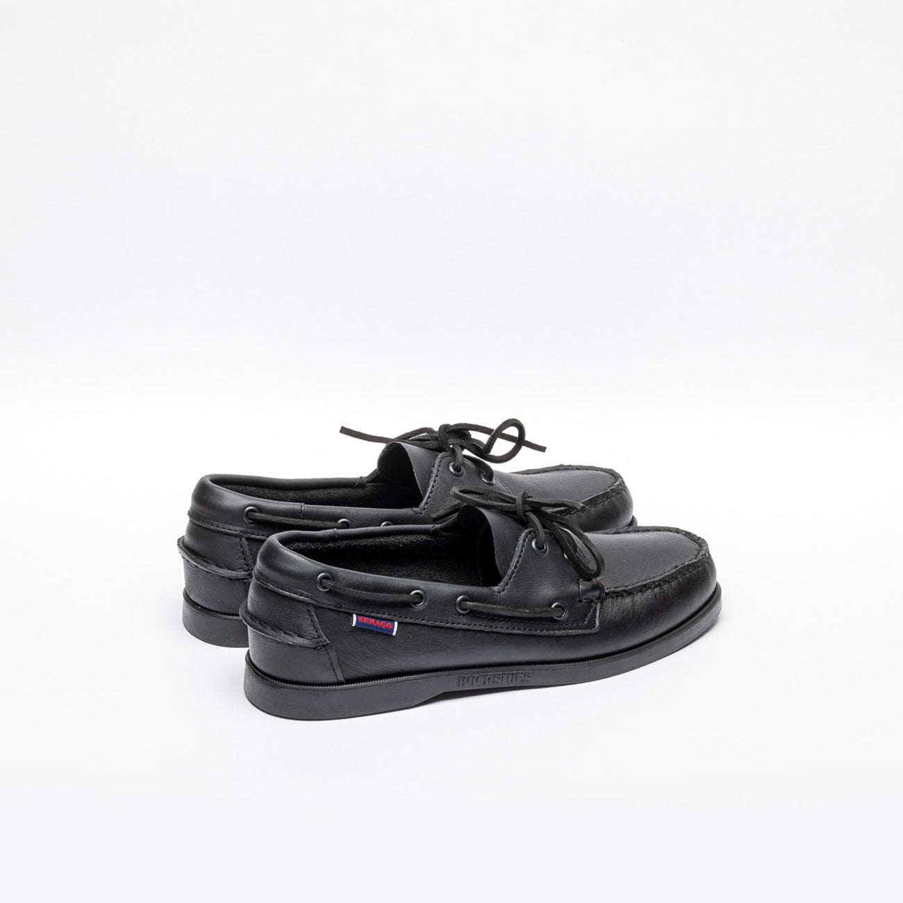 Mocassino da barca Sebago Docksides Portland in pelle nera