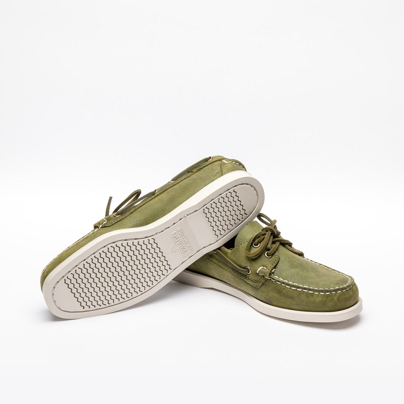 Mocassino da barca Sebago Docksides Portland Crazy H in nabuk verde