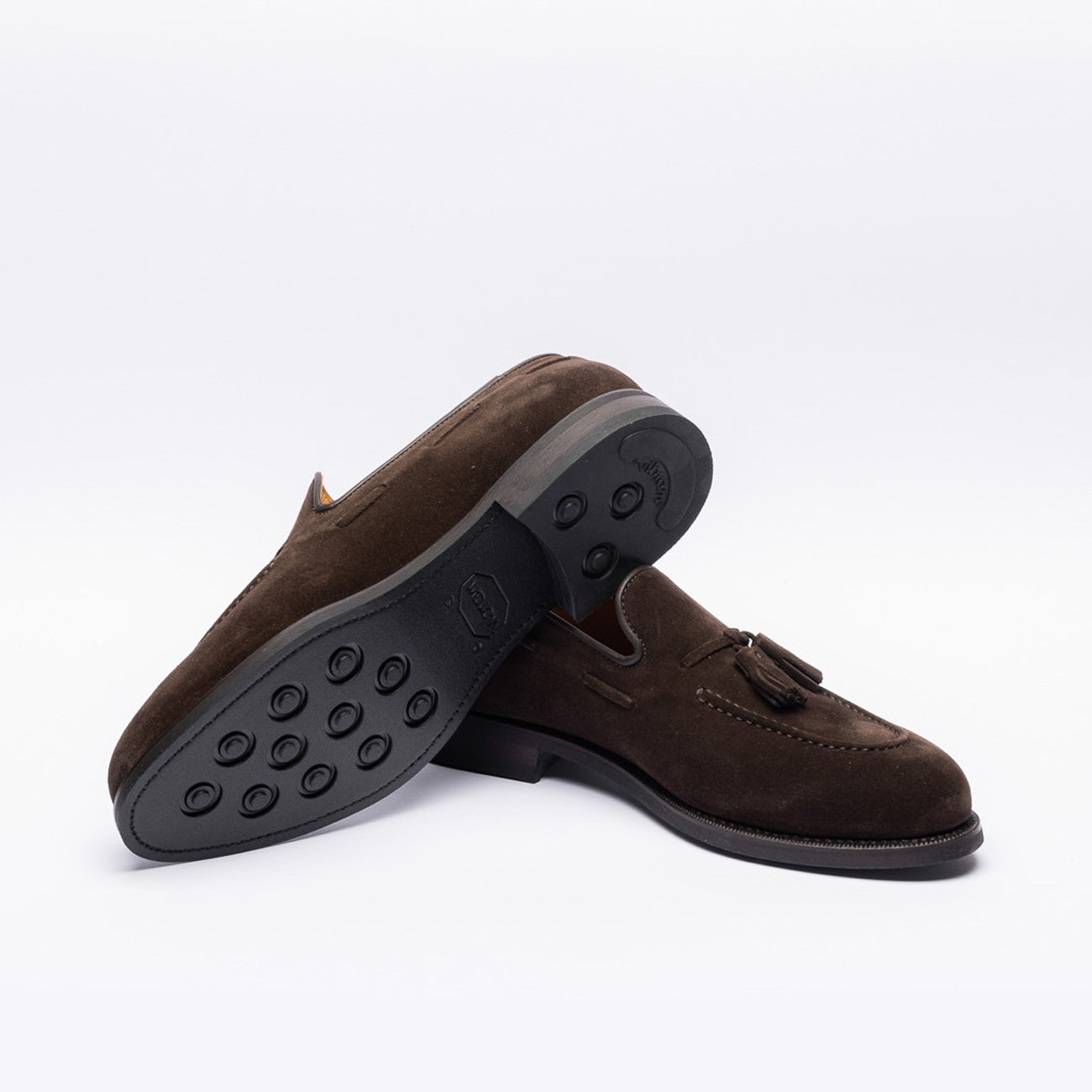 Mocassino Borghini 1003 in camoscio marrone con nappine