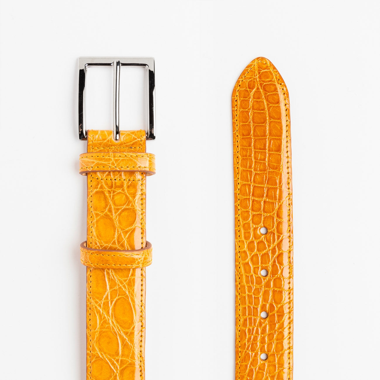 Cintura DNero Cefiso-35 in pelle di coccodrillo miele