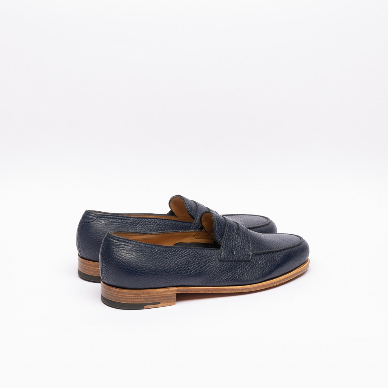 Mocassino penny loafer John Lobb Lopez in pelle blu