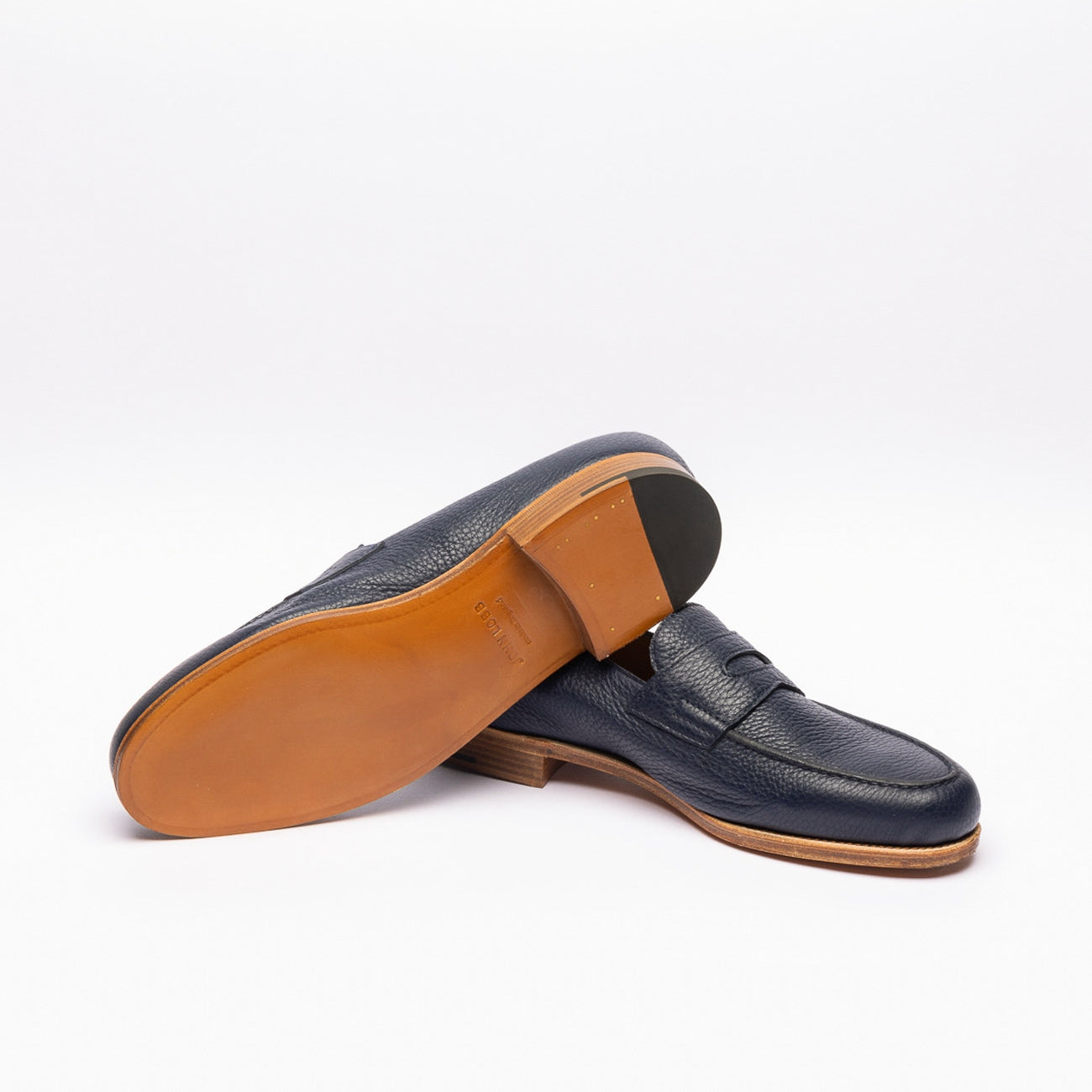 Mocassino penny loafer John Lobb Lopez in pelle blu