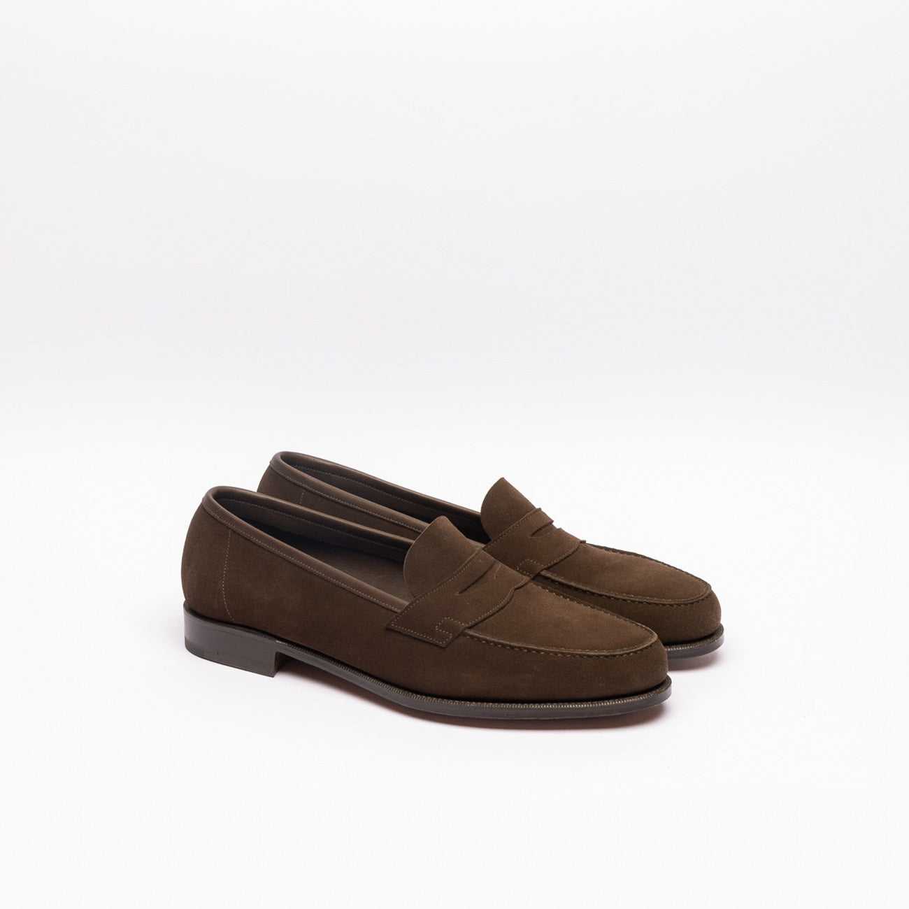 Mocassino penny loafer Edward Green Duke in camoscio marrone