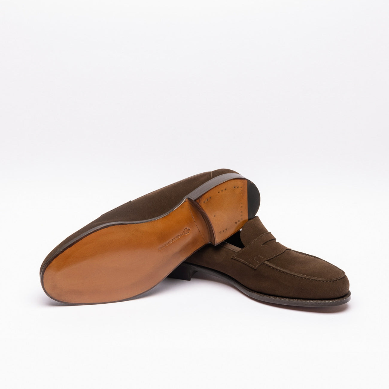 Mocassino penny loafer Edward Green Duke in camoscio marrone