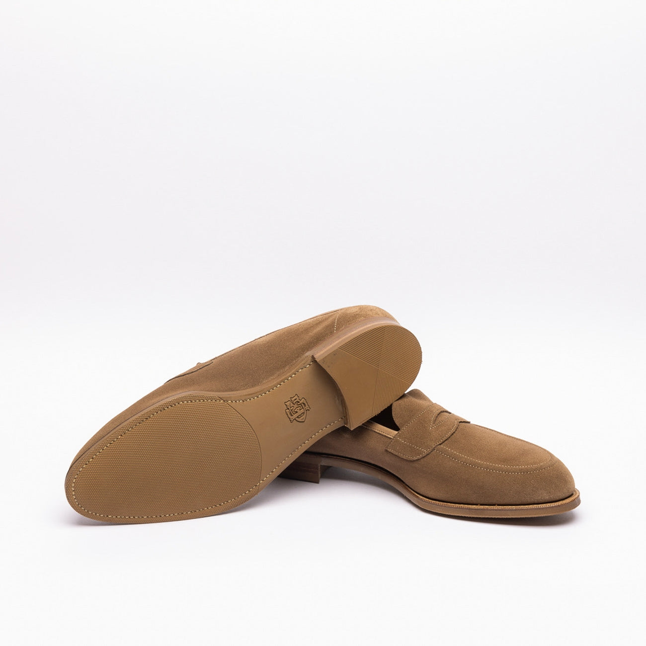 Mocassino penny loafer Edward Green Ventnor in camoscio tortora