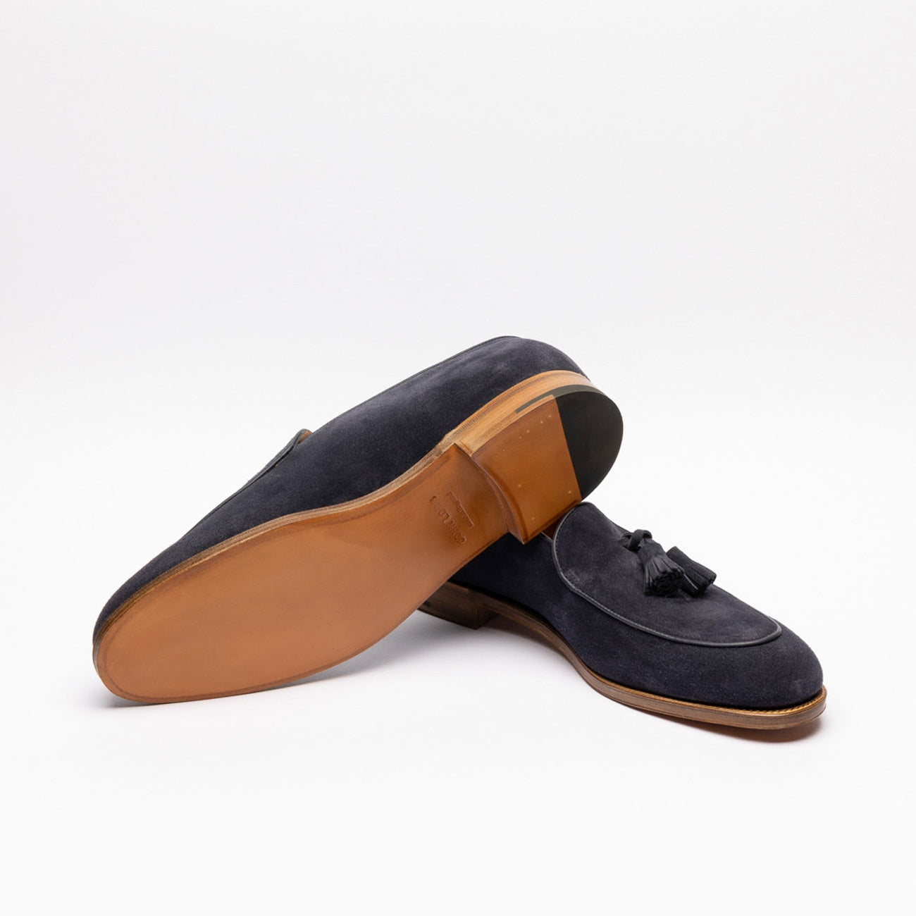 Mocassino John Lobb Edmond Tensile in camoscio blu