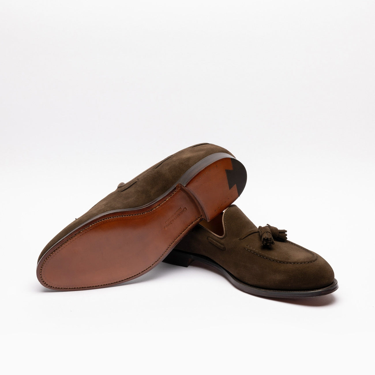 Mocassino Crockett & Jones Cavendish con nappine in pelle scamosciata marrone scuro