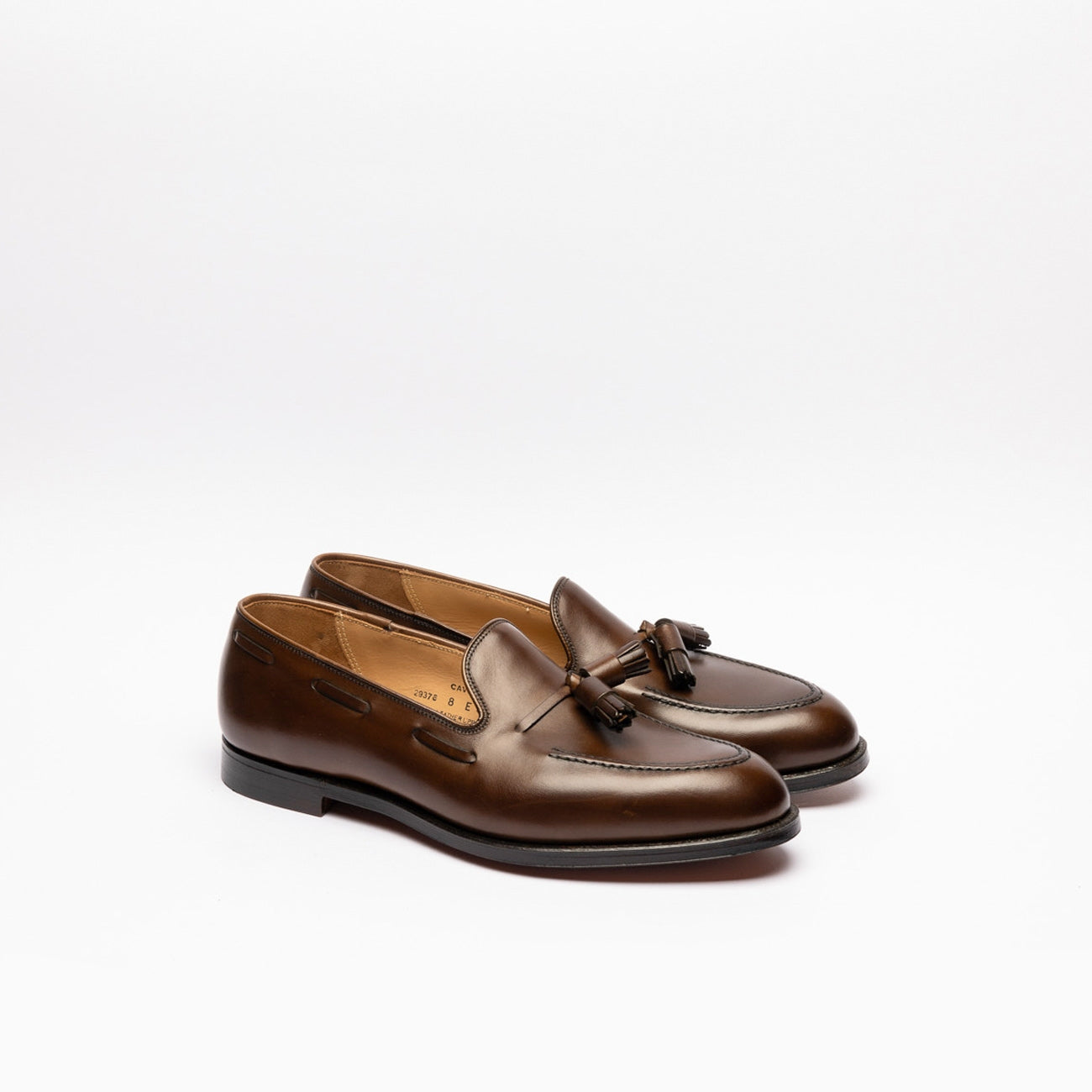 Mocassino Crockett & Jones Cavendish in pelle burnished testa di moro con nappine 