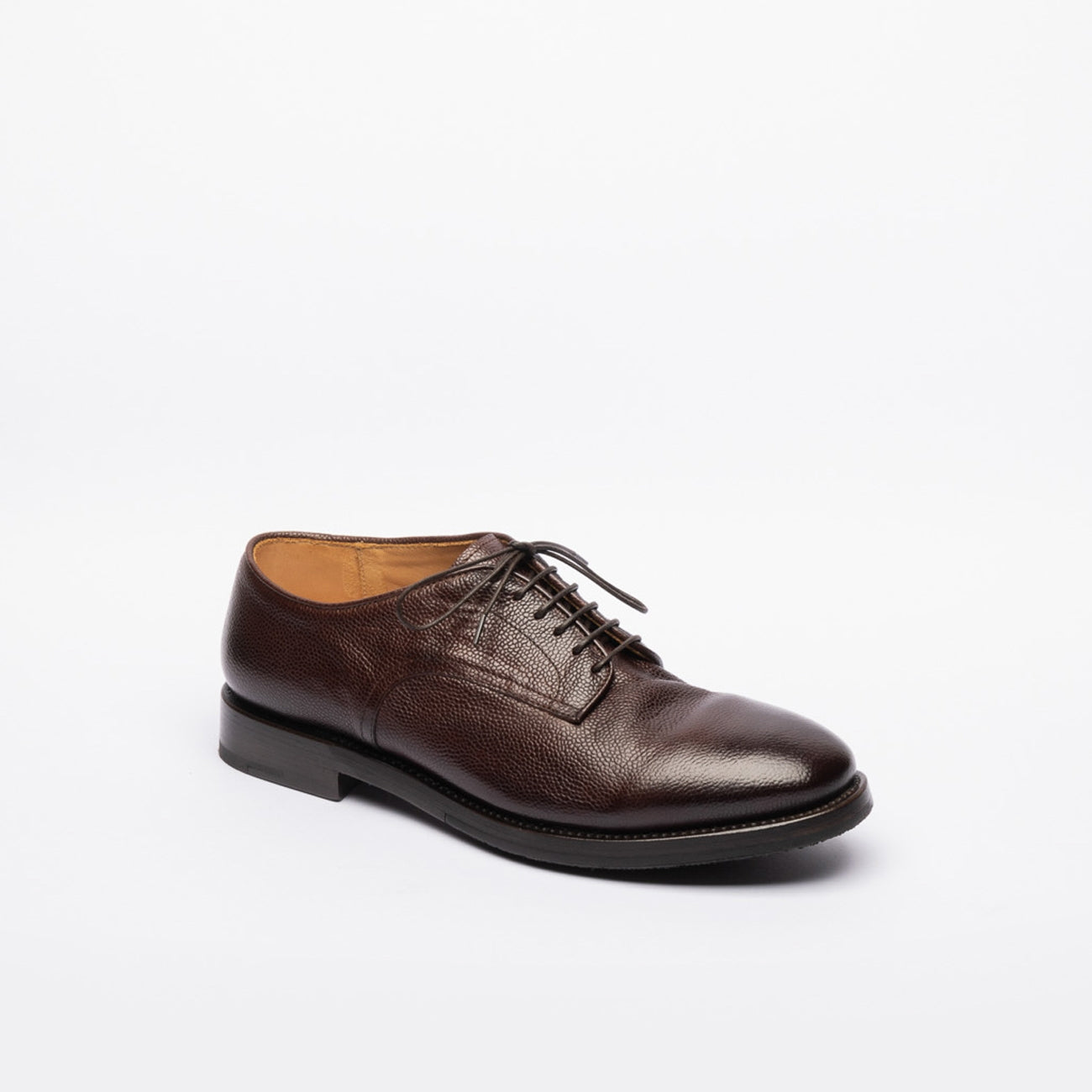 Stringata derby A. Fasciani Ethan in pelle martellata marrone