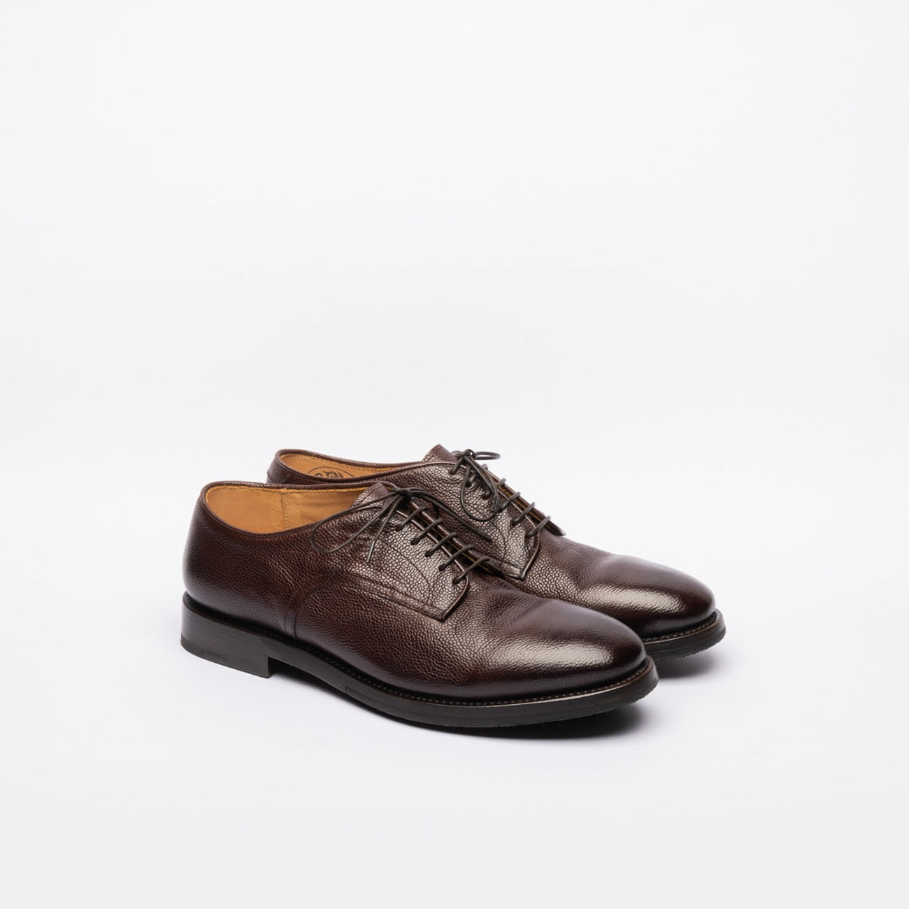 Stringata derby A. Fasciani Ethan in pelle martellata marrone
