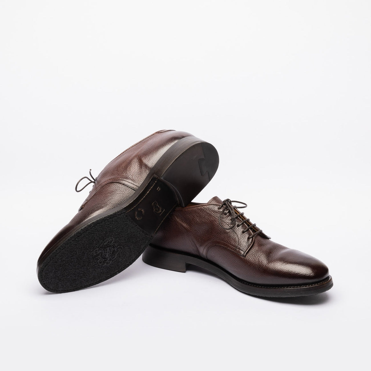 Stringata derby A. Fasciani Ethan in pelle martellata marrone