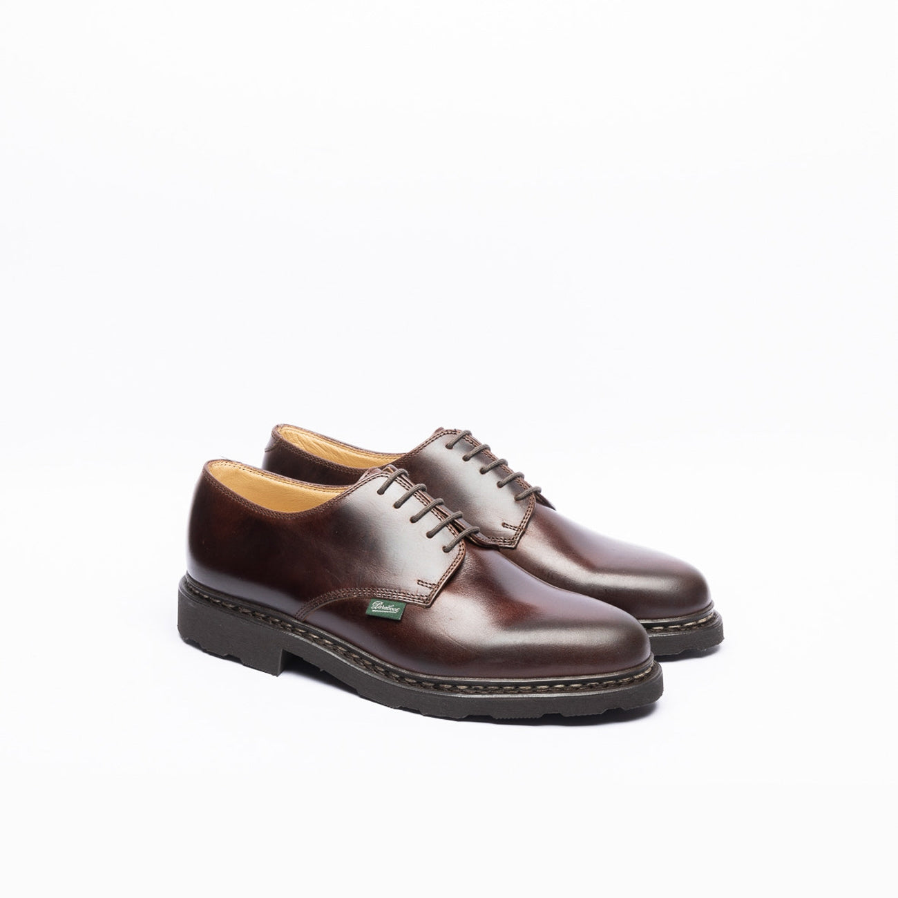 Stringata derby Paraboot Arles in pelle spazzolata marrone