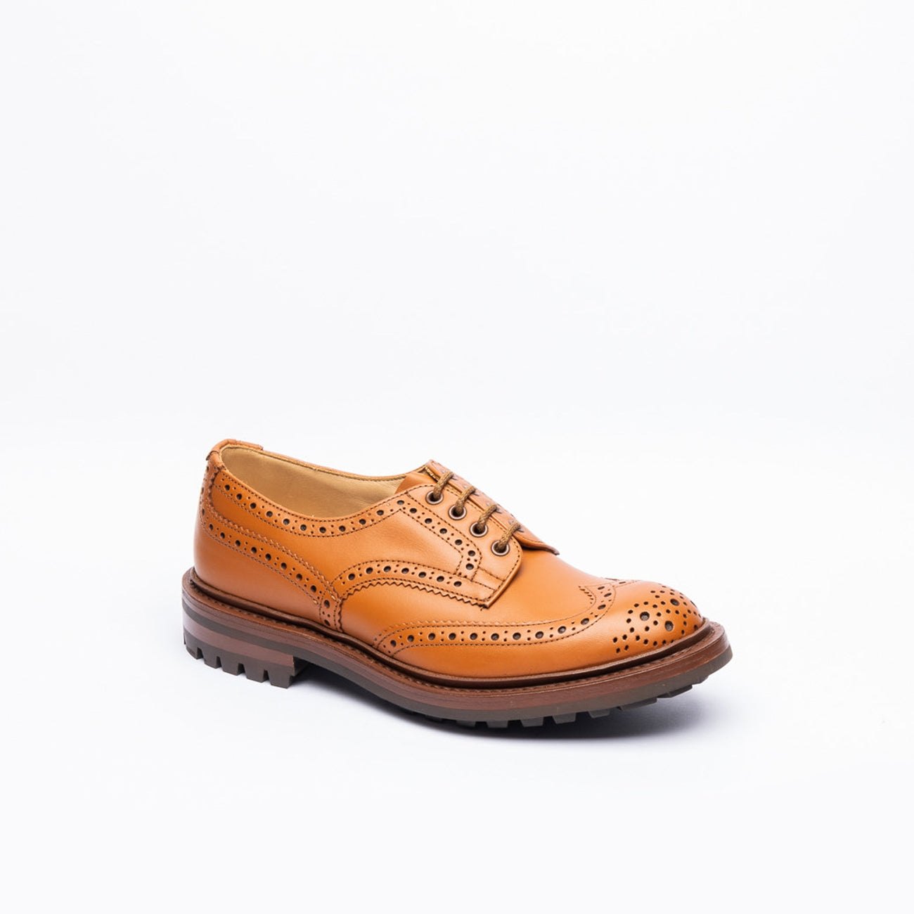 Stringata derby Tricker's Bourton in pelle color cuoio (Suola commando)