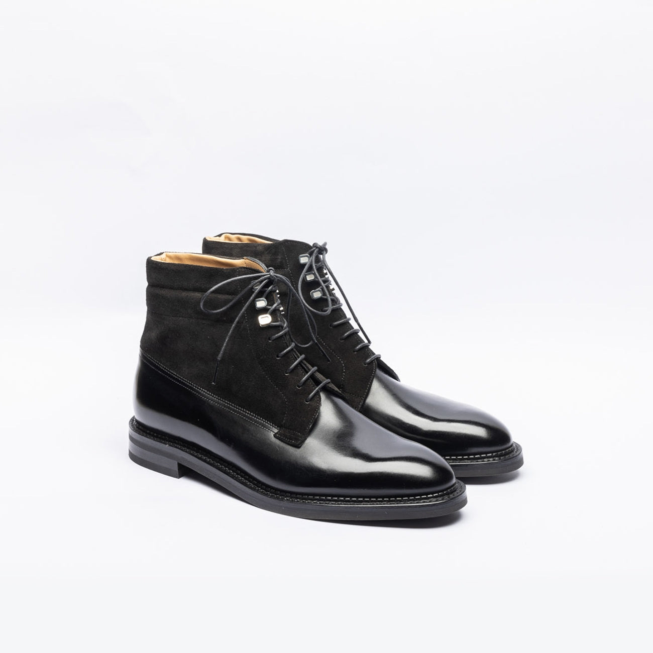 Polacco derby John Lobb Alder in pelle e camoscio nero