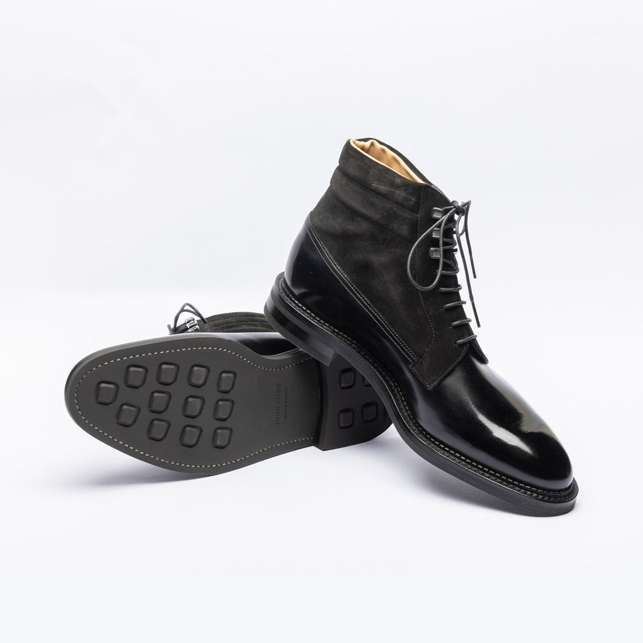 Polacco derby John Lobb Alder in pelle e camoscio nero