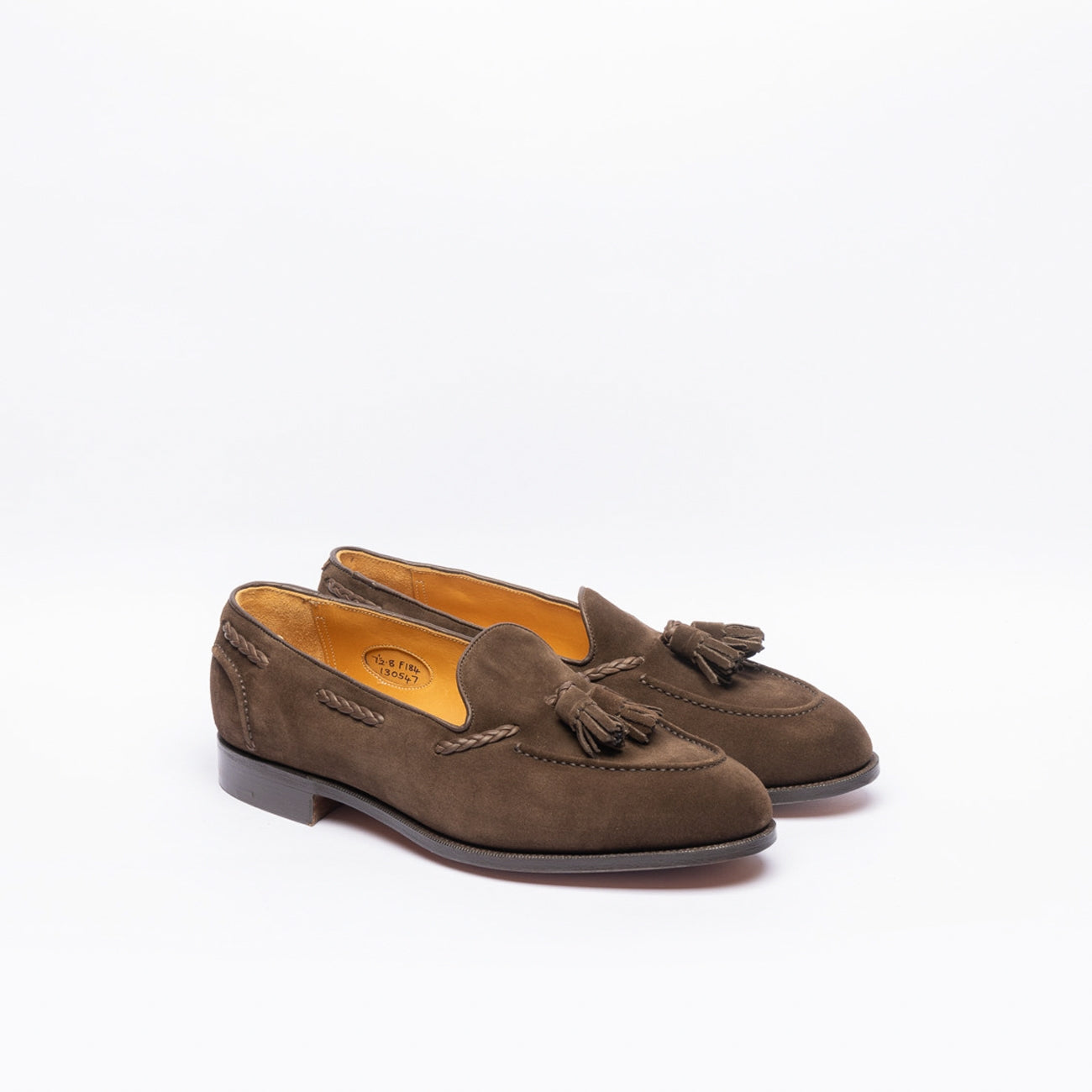 Mocassino Edward Green Belgravia in camoscio mocca con nappine