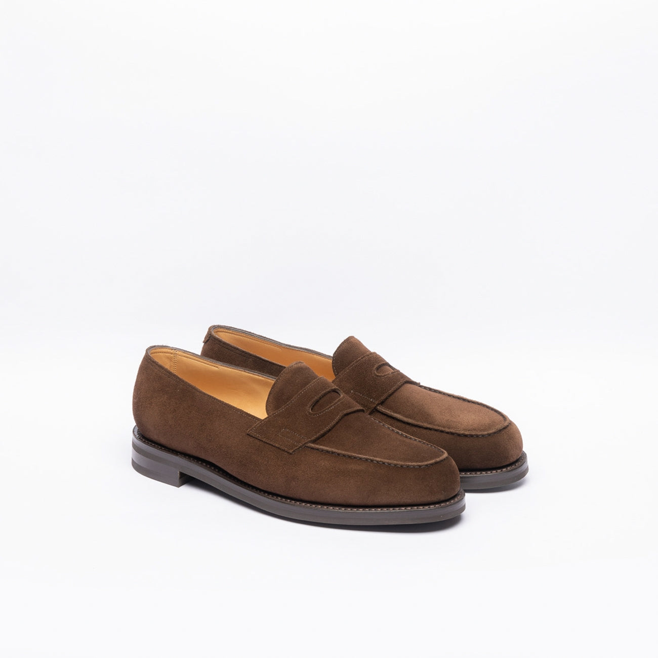 Mocassino penny loafer John lobb Lopez in camoscio marrone (Classic rubber sole)