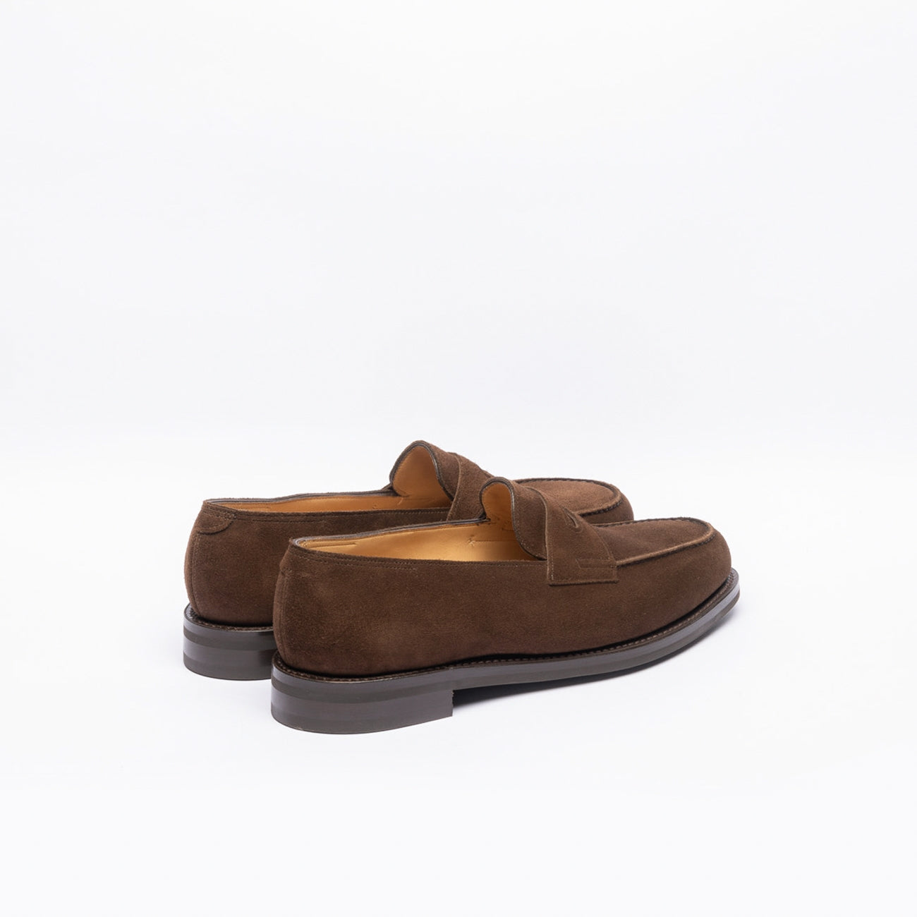 Mocassino penny loafer John lobb Lopez in camoscio marrone (Classic rubber sole)