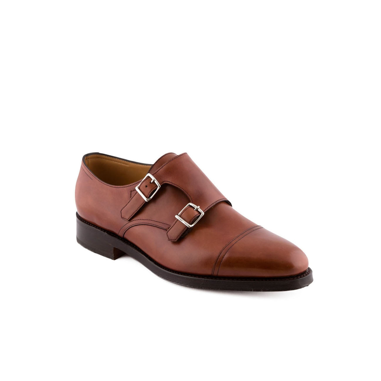 Scarpa John Lobb William fit EE in pelle chestnut misty con doppia fibbia