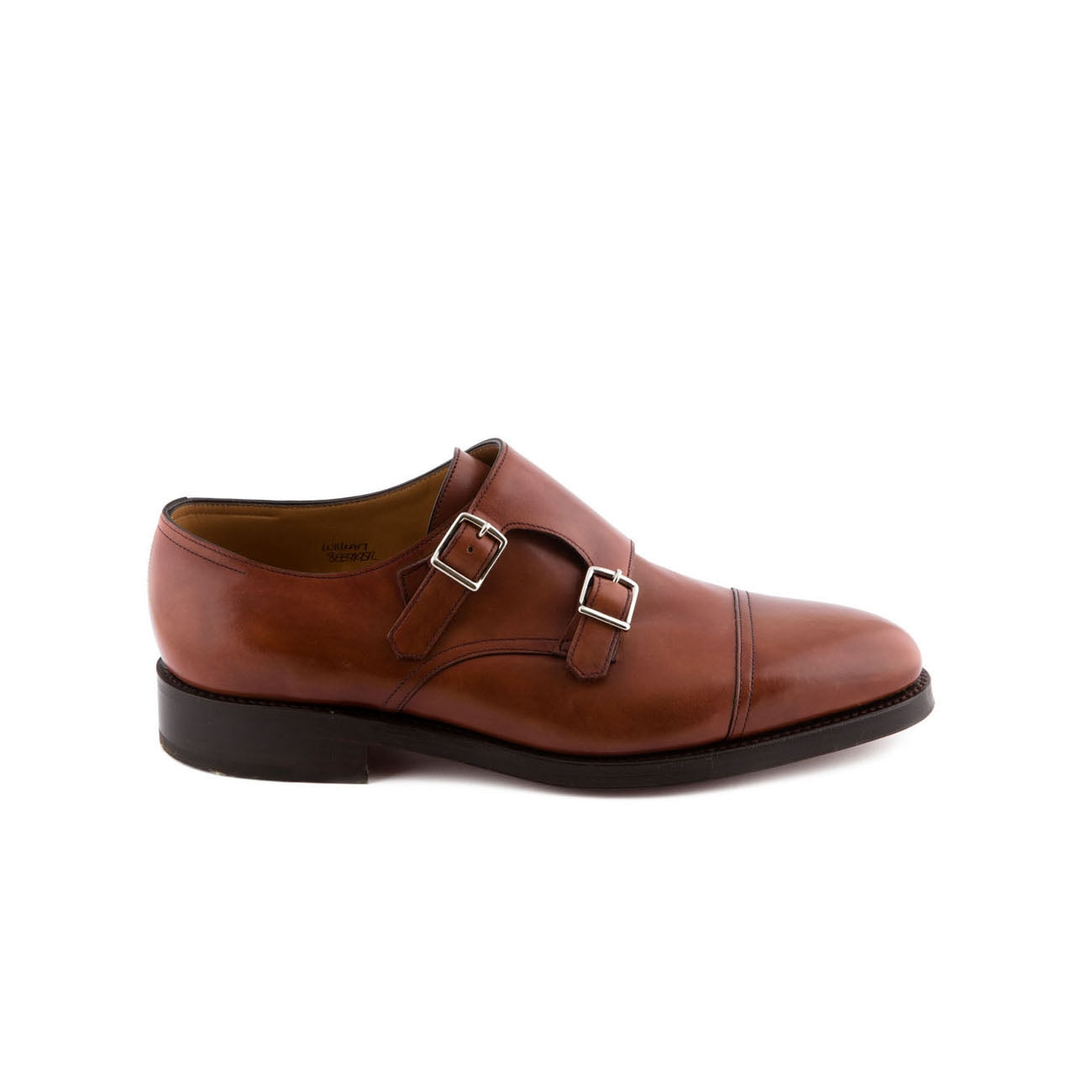 Scarpa John Lobb William fit EE in pelle chestnut misty con doppia fibbia