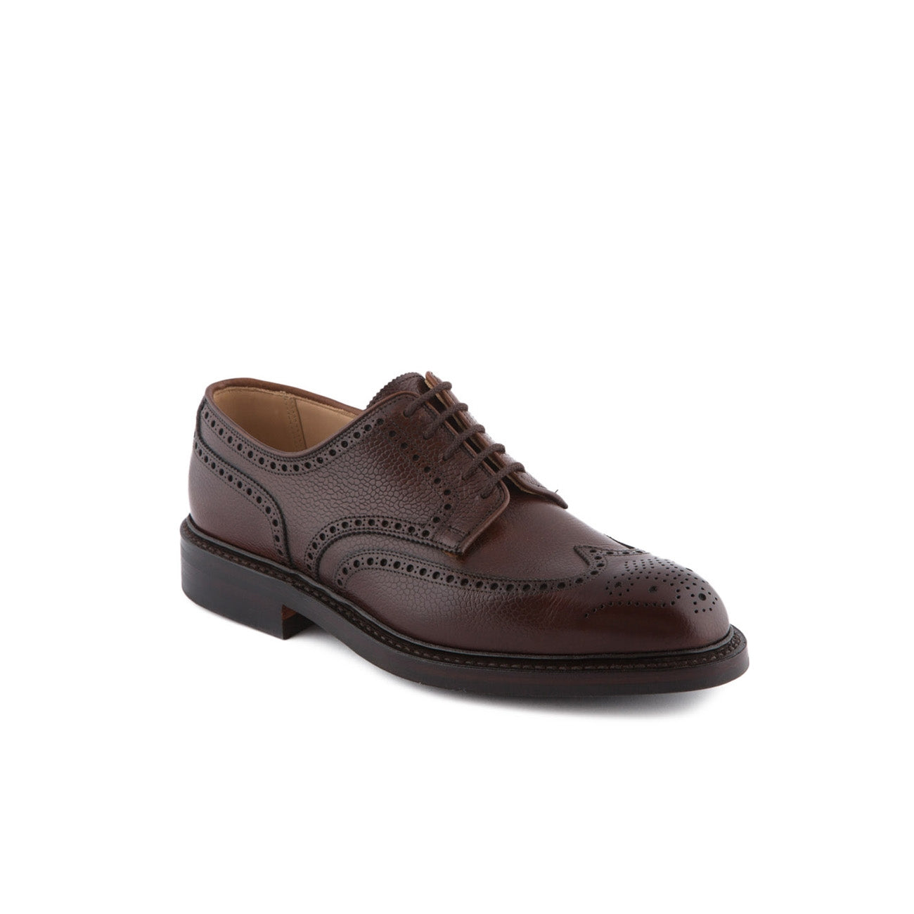 Scarpa stringata Crockett & Jones Pembroke in pelle Scotch Grain testa di moro