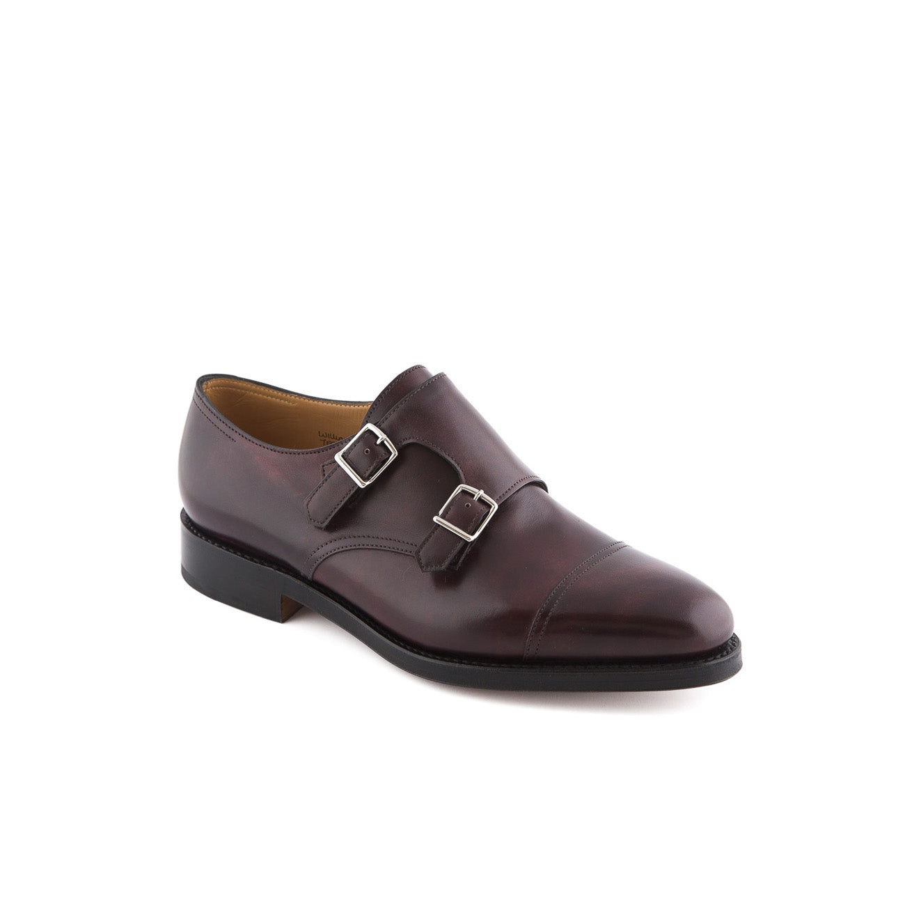 Scarpa John Lobb William fit F in pelle museum plum con doppia fibbia