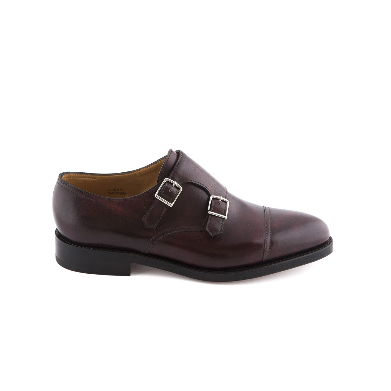 Scarpa John Lobb William fit F in pelle museum plum con doppia fibbia