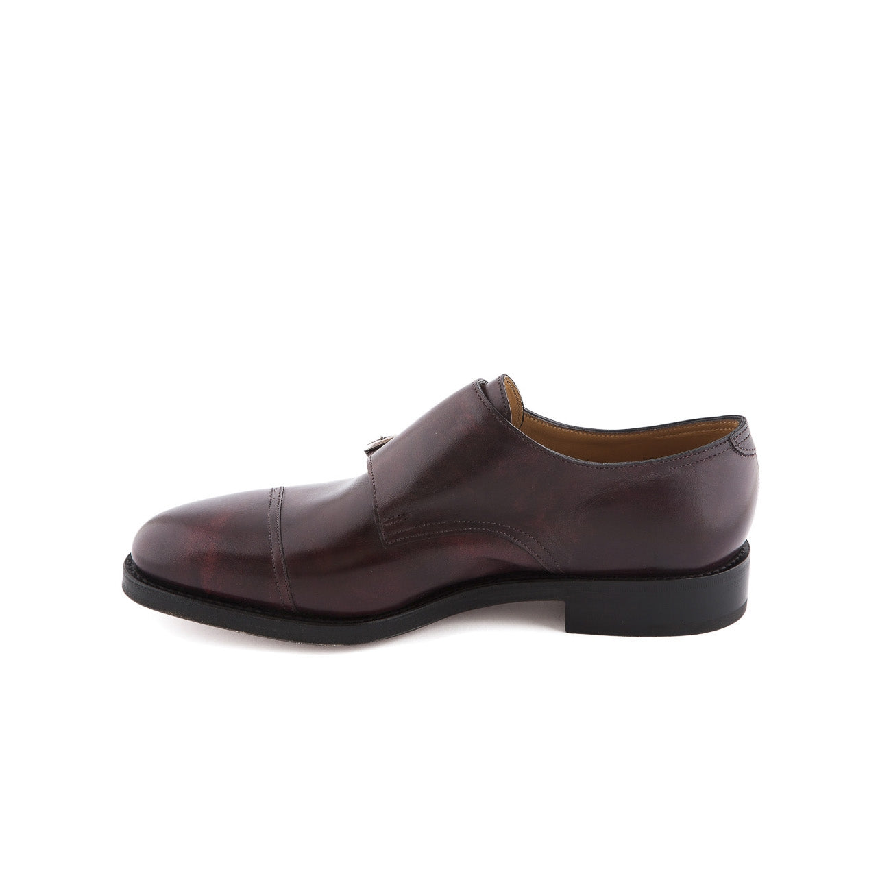 Scarpa John Lobb William fit F in pelle museum plum con doppia fibbia