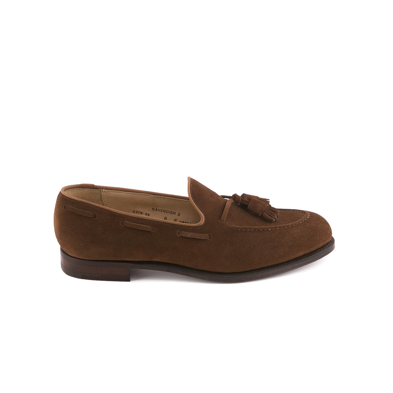 Mocassino Crockett & Jones Cavendish in camoscio marrone polo con nappine