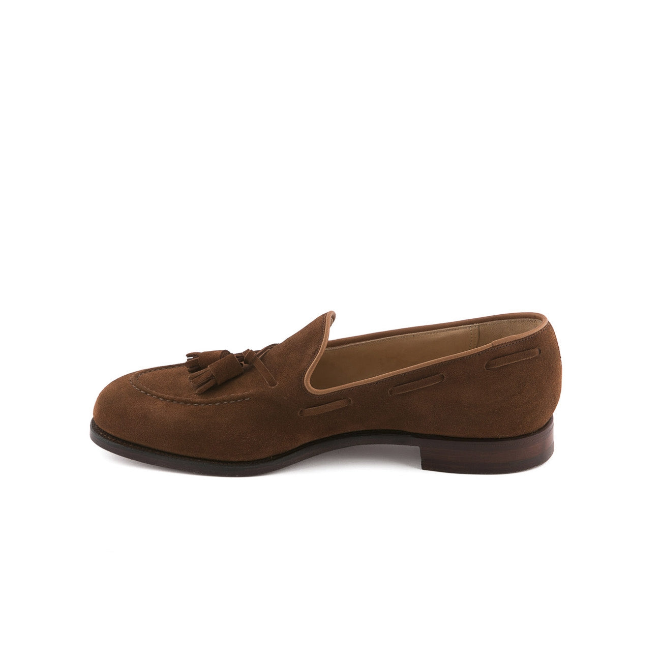 Mocassino Crockett & Jones Cavendish in camoscio marrone polo con nappine