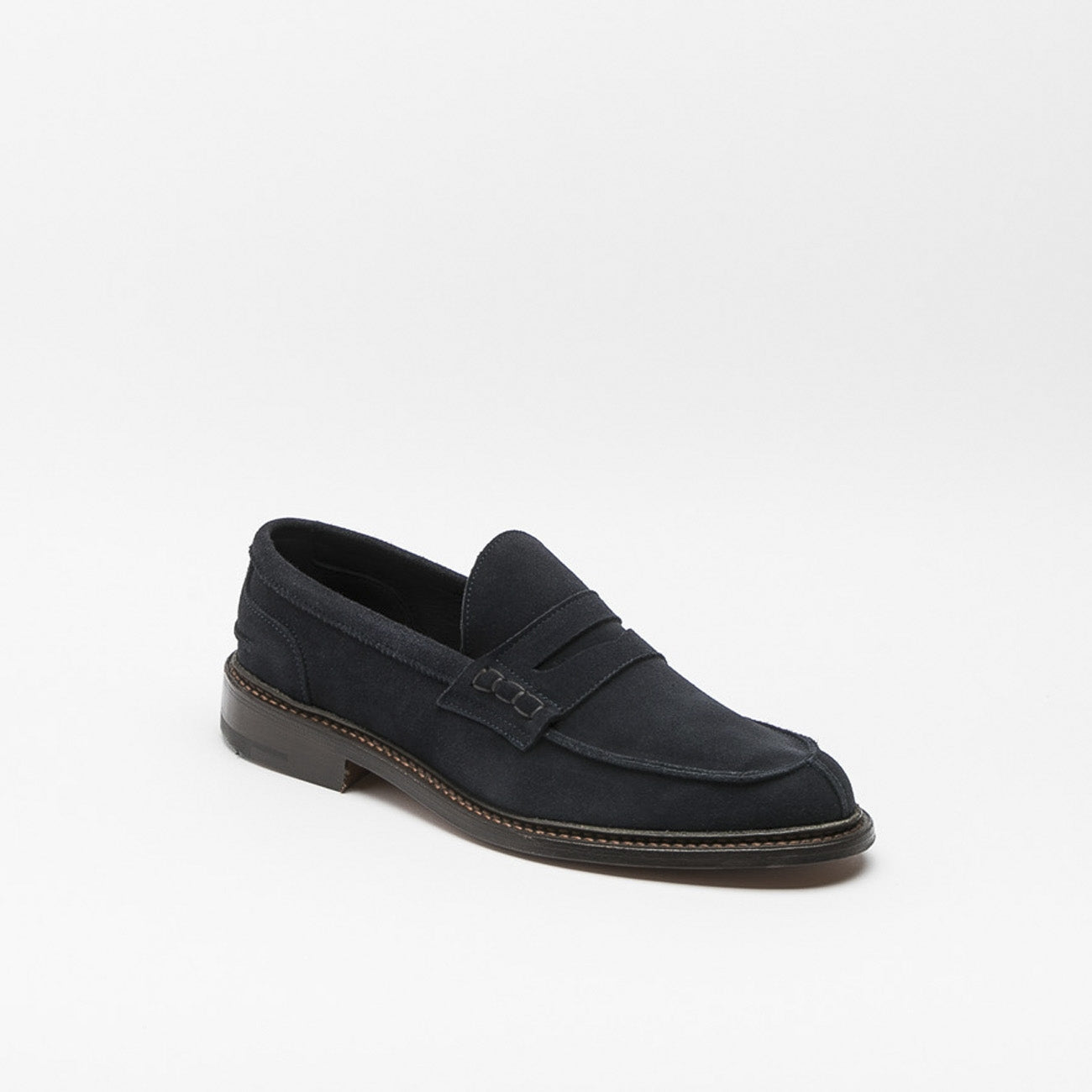 Tricker's Adam penny loafer moccasin in blue suede