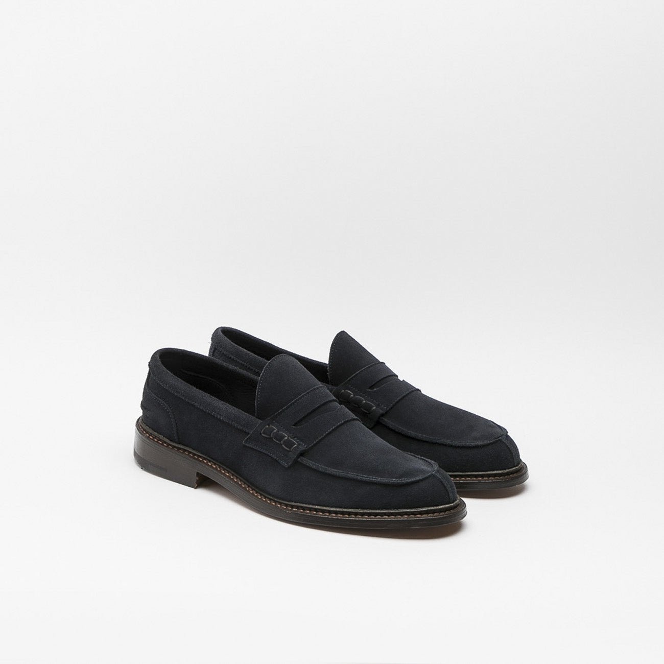 Tricker's Adam penny loafer moccasin in blue suede