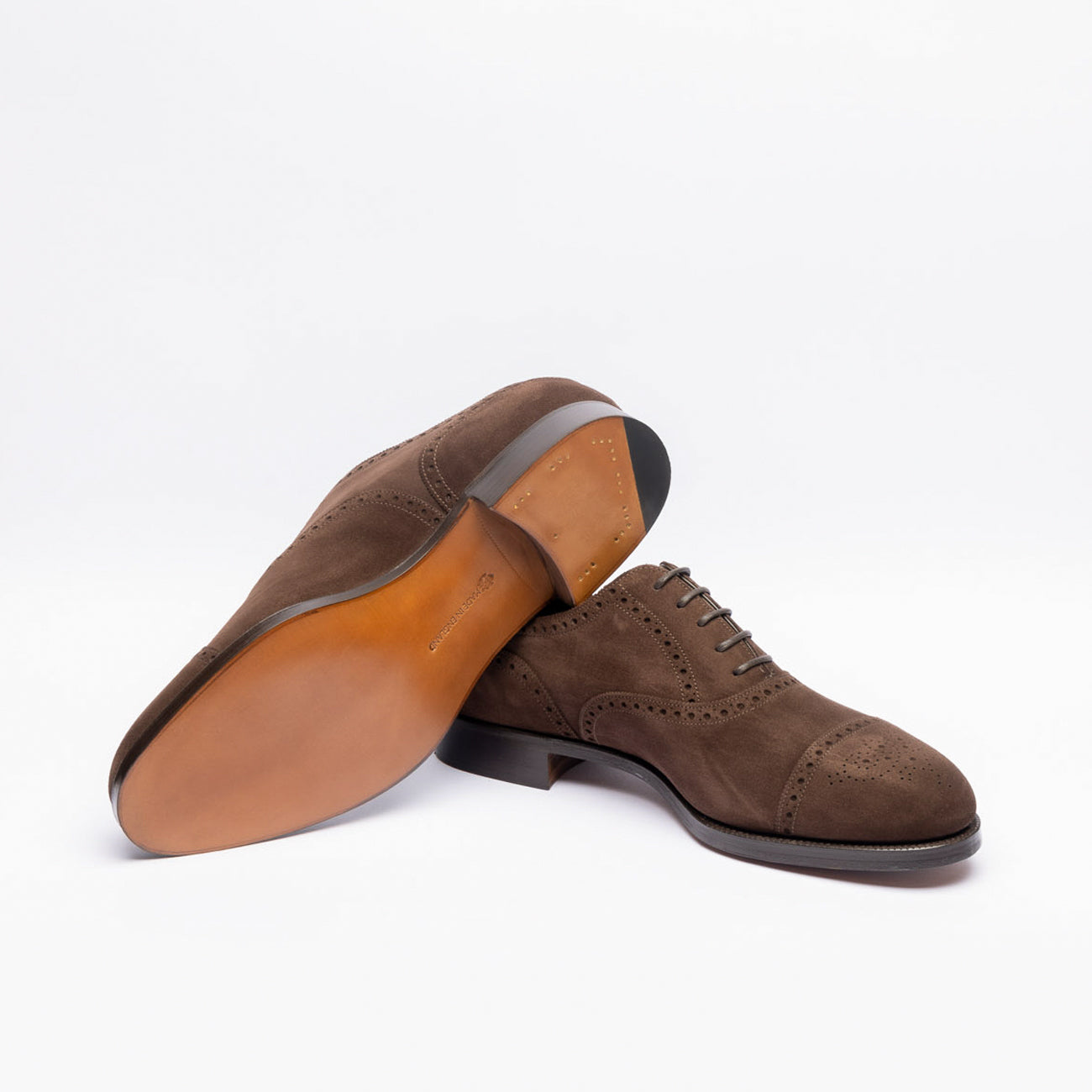 Stringata oxford Edward Green Cadogan in camoscio marrone (Mink Suede)