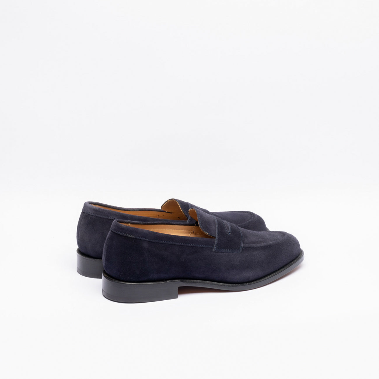 Tricker’s Havard penny loafer moccasin in blue suede